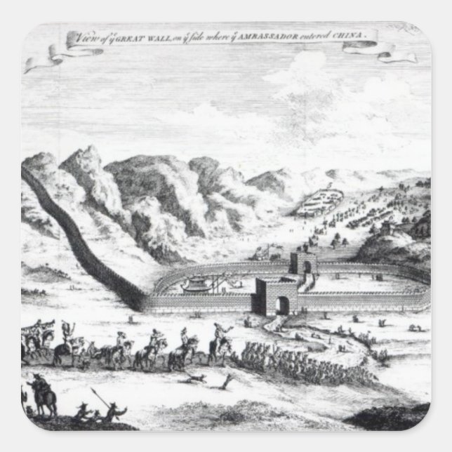 View of the Great Wall on the side Square Sticker (Front)