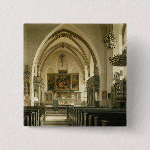 View of the interior of the church with 15 cm square badge