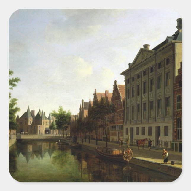 View of the Kloveniersburgwal in Amsterdam Square Sticker (Front)