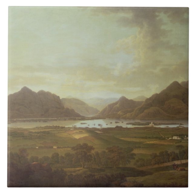 View of the Lakes and Mountains of Killarney, Irel Ceramic Tile (Front)