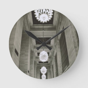 View of the lamps (b/w photo) round clock