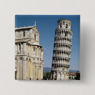 View of the Leaning Tower 15 Cm Square Badge