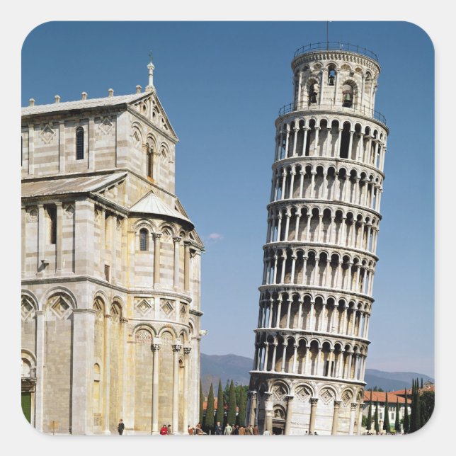 View of the Leaning Tower Square Sticker (Front)