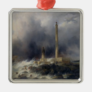 View of the Lighthouse at Gatteville Metal Ornament