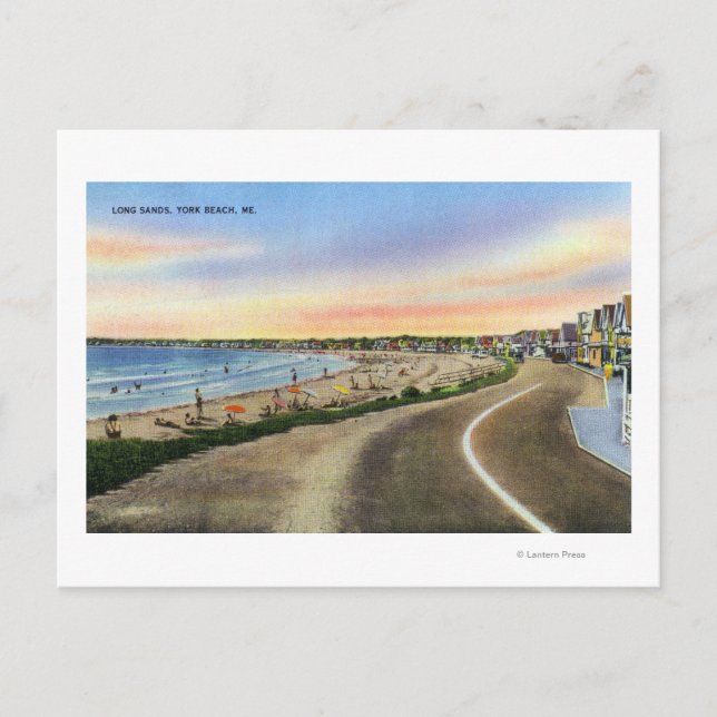View of the Long Sands at York Beach Postcard (Front)