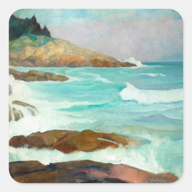 View of the Maine Coast by Newell Convers Wyeth Square Sticker (Front)