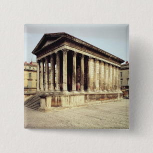 View of the Maison Carree, c.19 BC 15 Cm Square Badge