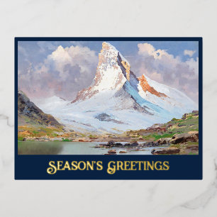 View of the Matterhorn, Foil Holiday Postcard