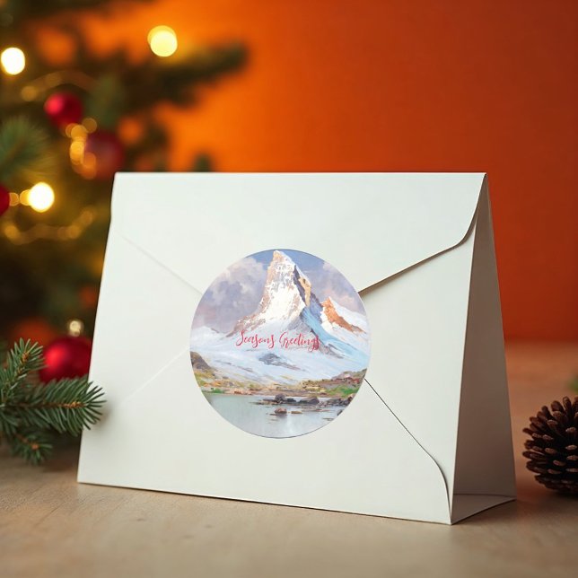 View of the Matterhorn, Winter Classic Round Sticker (Creator Uploaded)