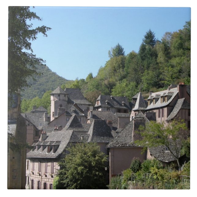 View of the mediaeval village (photo) ceramic tile (Front)