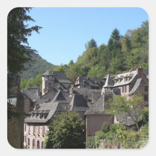 View of the mediaeval village (photo) square sticker
