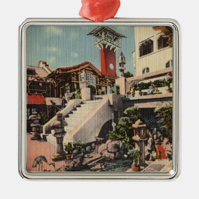 View of the Mission Inn & Oriental Court Metal Ornament (Front)