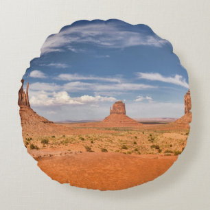 View of the Mittens, Monument Valley Round Cushion