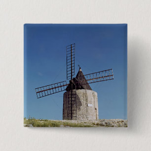 View of the Moulin de Daudet 15 Cm Square Badge