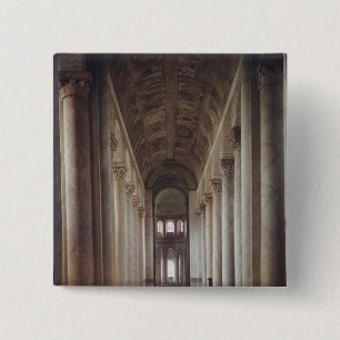 View of the nave towards the choir 15 cm square badge
