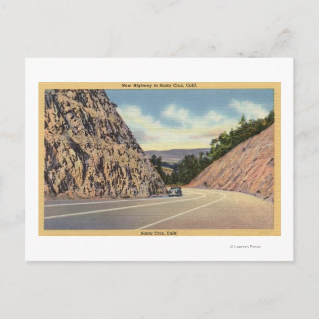 View of the New Highway to Santa Cruz Postcard (Front)