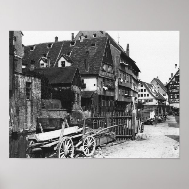 View of the Old Quarter, Ulm, c.1910 Poster (Front)