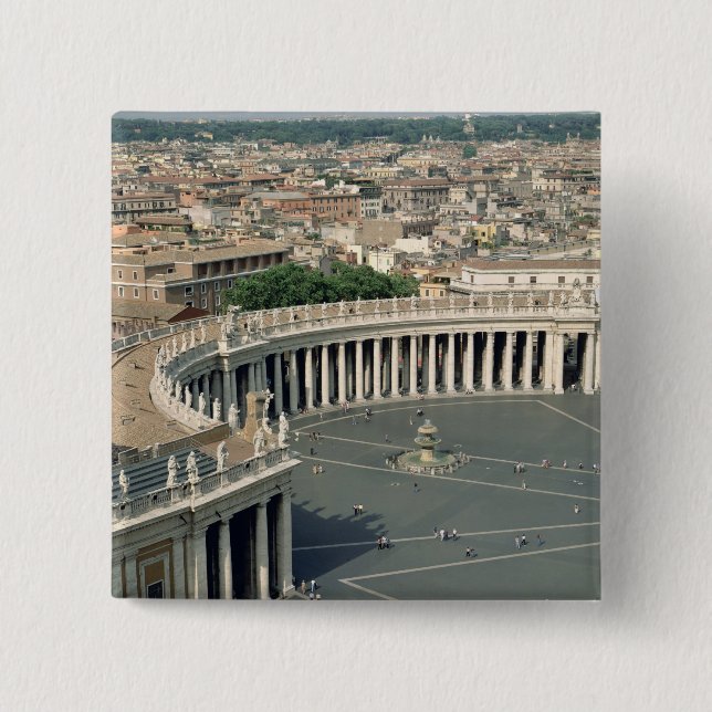View of the piazza 15 cm square badge (Front)