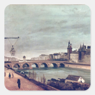 View of the Pont au Change from Quai de Square Sticker