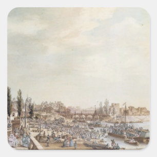 View of the Port Saint-Paul, Paris, 1782 Square Sticker