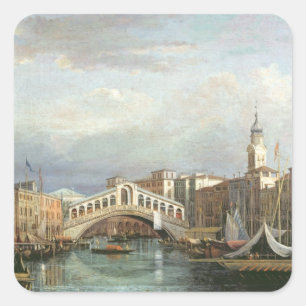 View of the Rialto Bridge in Venice Square Sticker