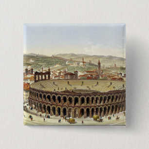 View of the Roman Amphitheatre, Verona, engraved b 15 Cm Square Badge