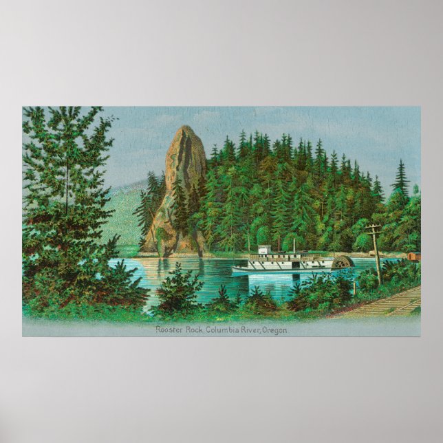 View of the Rooster Rock and Riverboat Poster (Front)