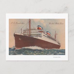 View of the S.S. Manhattan Cunard Cruise Ship Postcard