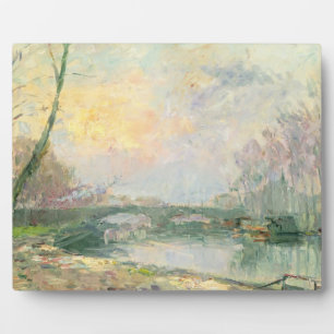 View of the Seine, Paris (oil on canvas) Plaque