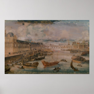 View of the Seine, the Grande Galerie of Louvre Poster