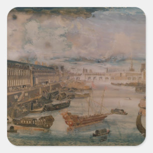 View of the Seine, the Grande Galerie of Louvre Square Sticker