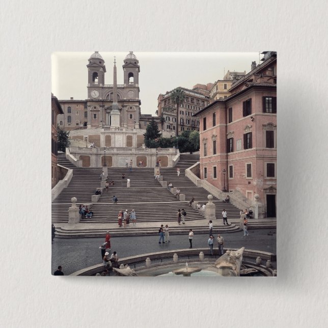 View of the Spanish Steps or Scalinata 15 Cm Square Badge (Front)