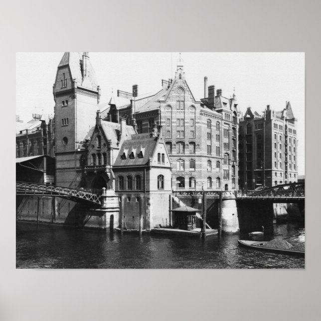 View of the Speicherstadt  Hamburg, c.1910 Poster (Front)