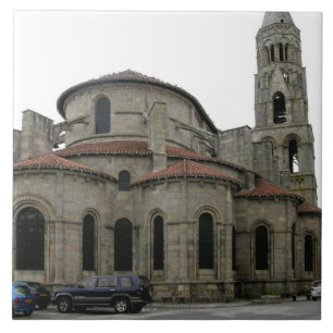 View of the spire of the church (photo) tile