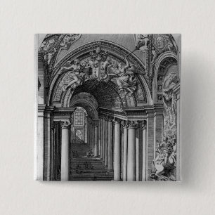 View of the staircase in the Scala Regia 15 Cm Square Badge
