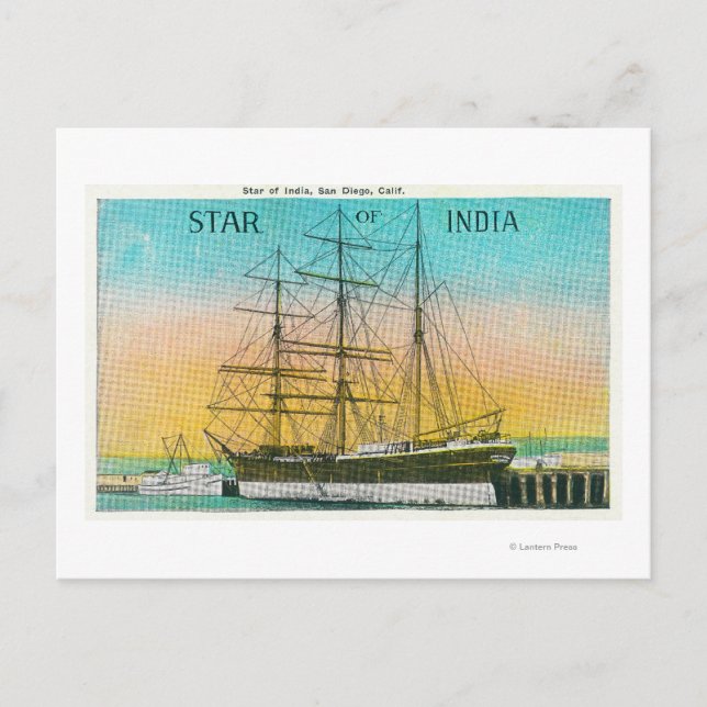 View of the Star of India Boat Docked Postcard (Front)