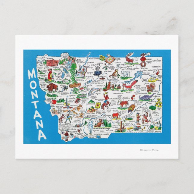 View of the State with Cartoons, Scenic Spots Postcard (Front)