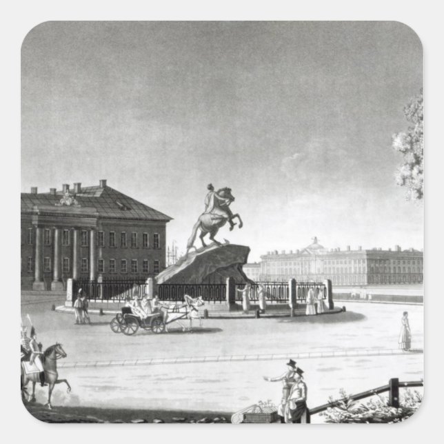 View of the statue of Peter the Great Square Sticker (Front)