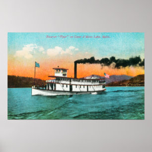 View of the Steamer Flyer on the Lake Poster
