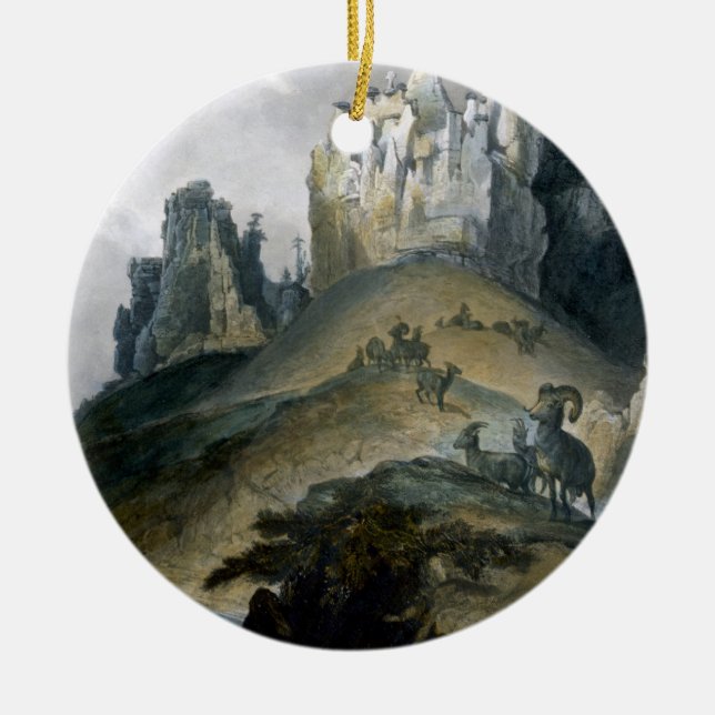 View of the Stone Walls on the Upper Missouri, pla Ceramic Ornament (Front)