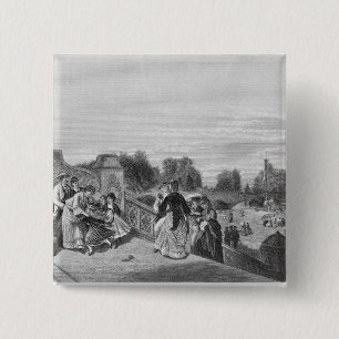 View of the Terrace, Central Park, 1872 15 Cm Square Badge
