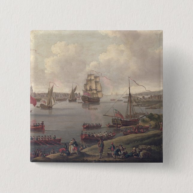 View of the Thames, 1761 15 Cm Square Badge (Front)