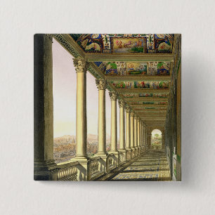 View of the third floor Loggia at the Vatican, wit 15 Cm Square Badge