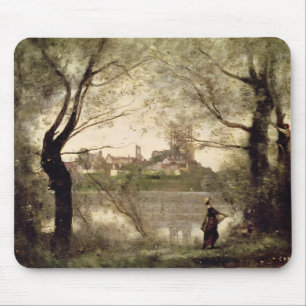 View of the Town and Cathedral of Mantes Mouse Pad