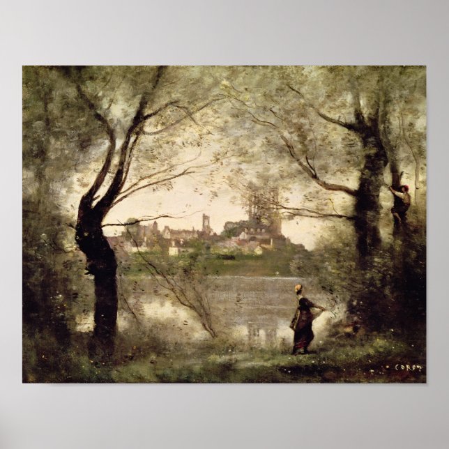 View of the Town and Cathedral of Mantes Poster (Front)