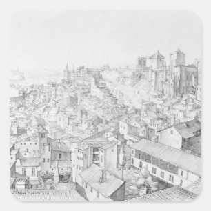 View of the Town of Avignon and its surroundings Square Sticker