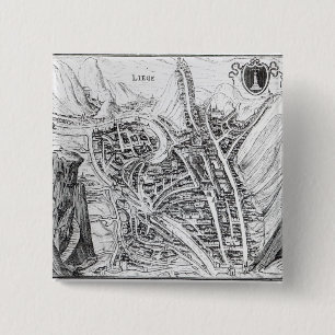 View of the Town of Liege 15 Cm Square Badge