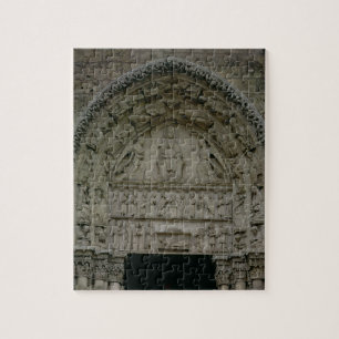 View of the tympanum depicting the Madonna and Chi Jigsaw Puzzle