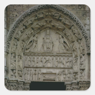 View of the tympanum depicting the Madonna and Chi Square Sticker