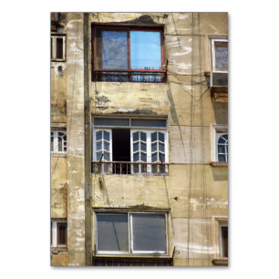 View of the wall with balconies and windows Table Number